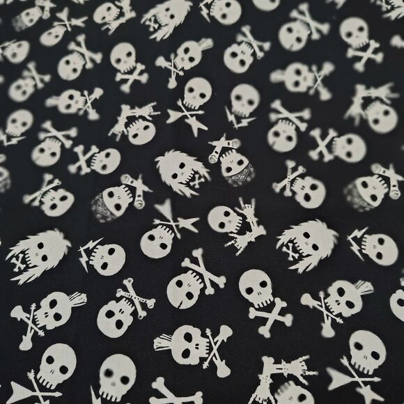 Colorful Sugar Skull Dog Print Fabric - Picture 3 of 9